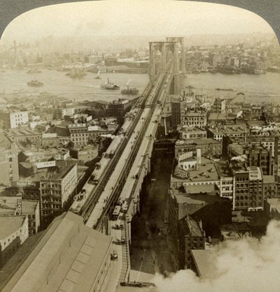 Brooklyn Bridge, New York, USA. od Underwood and Underwood