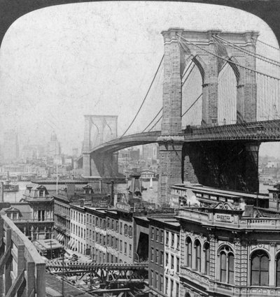 Brooklyn Bridge, New York, USA, 1901. od Underwood and Underwood