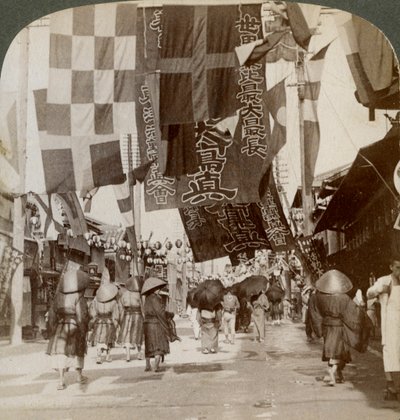 Dotombori, neboli divadelní ulice, Osaka, Japonsko, 1904 od Underwood and Underwood