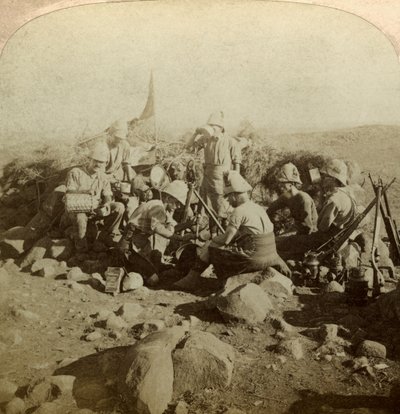 Signalizátory Gordon Highland na Signal Hill, Euslin, Jižní Afrika, Búrská válka, 1899-1902. od Underwood and Underwood