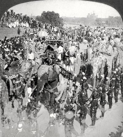Princes in the Grand State Entry, Durbar, Dillí, Indie. od Underwood and Underwood