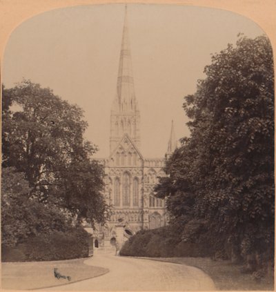 Katedrála v Salisbury na severozápadě Anglie, první velký kostel raného anglického stylu, 1900 od Underwood and Underwood