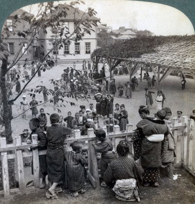 Školní budova a pozemky, Yokohama, Japonsko, 1904 od Underwood and Underwood