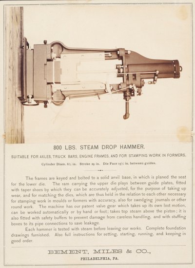 [Steam Drop Hammer, Bement, Miles and Company, Philadelphia] od Unidentified