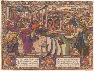 Ananiáš falešný prorok, svádí lid a přetrhává řetěz Jeremiášův, lid Judy je zajatý v Babylóně. (Ananiáš, falešný prorok, svádí lid a zlomí Jeremiáše od Unknown