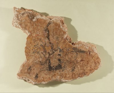 Fragment nástěnné malby s jezdcem na koni od Unknown
