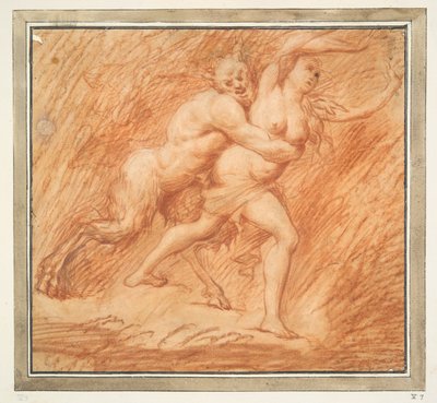 Nymfa a satyr od Unknown