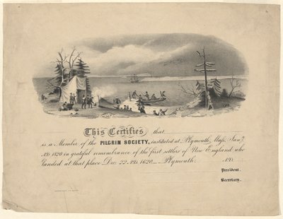 Certifikát Pilgrim Society od Unknown