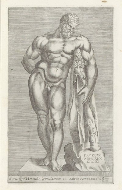 Socha Herkula Hercules Farnese Socha Herkula ve farnéském paláci (titul na předmětu) Starožitné sochy v Římě (název série) Ikony starověkých soch města Říma, které jsou vidět na veřejných místech (název série) od Unknown