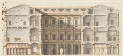 Část křídel a převýšení zdi na nádvoří, Palazzo Farnese, Řím od Unknown