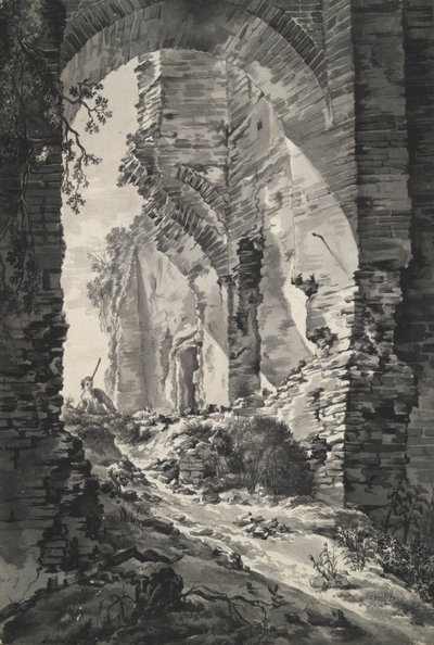 Vstupní brána zřícenin hradu Brederode, Holandsko, s Shepherd od Unknown