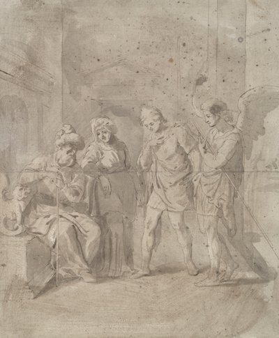 Tobit a anděl opouštějící své rodiče od Unknown