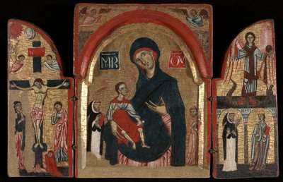Triptych: Panna a dítě se svatými Dominikem a Františkem; Ukřižování; Svatý Michael se svatými Petrem mučedníkem a Kateřinou Alexandrijskou od Unknown