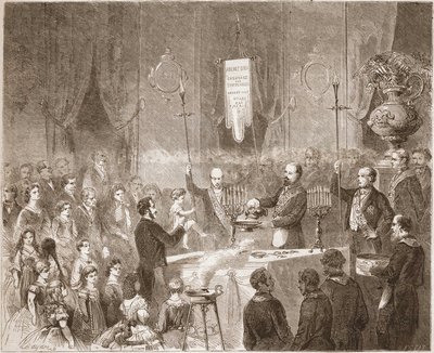Maconnic Bapteme v lóži Fraternelle Amitive v roce 1861. od Unknown artist