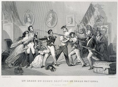 Osobní strážce zachraňuje národní gardou (29. července 1830) - ve „Fasttes de Gardes nationales de France“ od Unknown artist