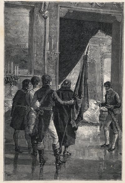 Deputace Carbonari, nacionalistické tajné společnosti, je představena Ferdinandovi I. ze Dvou Sicílií (dříve Ferdinand IV. Neapolský) 1820 od Unknown artist