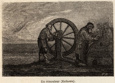 Odstraňovač v Estonsku. Kresba Henrieta pro ilustraci jeho cesty do ruských pobaltských provincií v letech 1851-54. Rytina v „“Le tour du monde““, editoval Edouard Charton od Unknown artist