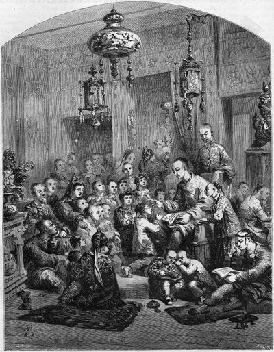Škola v Číně v roce 1858. od Unknown artist
