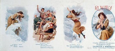 Série vinět ilustrujících operu La Wally (litografie) od Unknown artist