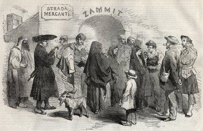 Ulice ve Vallettě (Valletta) na ostrově Malta (Malta) v roce 1857. od Unknown artist