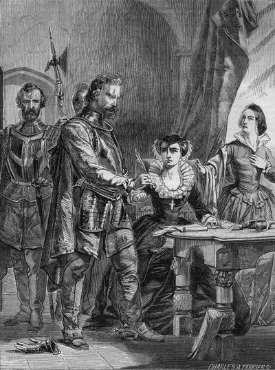 Abdikace Marie I. Stuartovny (1542-1587), královny Skotska a Francie (1559-1560). Rytina z roku 1861. od Unknown artist