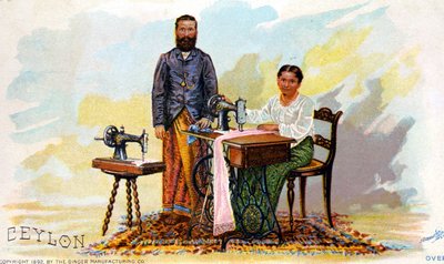 Reklama na šicí stroje Singer, Ceylon (současná Srí Lanka). 1892 od Unknown artist