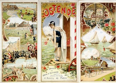 Reklama na železnici severu: Ostende, 5 hodin Paříž, sd. koncem 19. století od Unknown artist