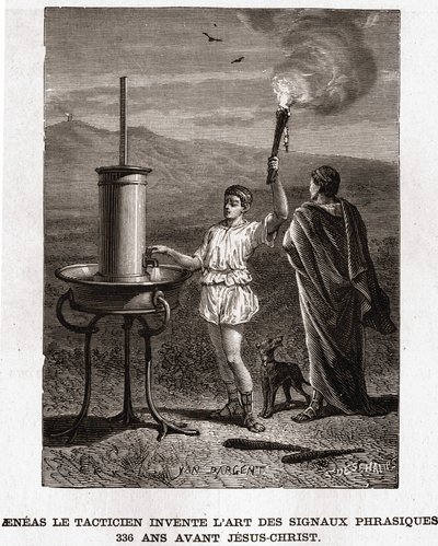 Taktik Aenéas vynalezl umění frázových signálů, 366 př. Kr. Rytina 19. století, sbírka bianchetti od Unknown artist