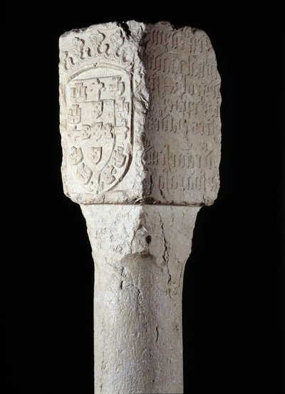 Africké umění: detail sloupu majetku známého jako Saint Augustine erige od portugalského průzkumníka Diogo Cao (nebo Diego Cam) v jižní Angole. 1486. Lisabon, Národní muzeum antického umění od Unknown artist