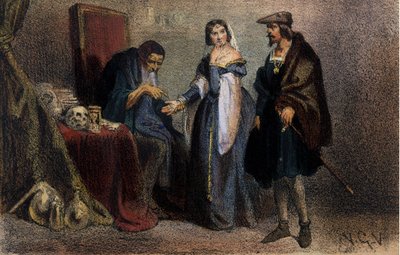 Agnes Sorel (1422-1450) (dáma z Beaute sur Marne) (Beaute-sur-Marne), známá jako „La Belle Agnes“, oblíbená u Karla VII., který se radí s astrologem. Rytina 19. století. Knihovna Brera. Milán. od Unknown artist