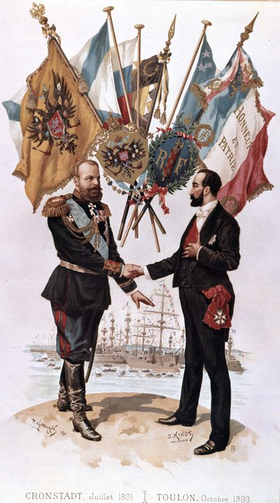 Alexander III při podpisu francouzsko-ruské obchodní dohody (Kronštadt 1891 - Toulon 1893), sbírka Bianchetti od Unknown artist