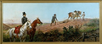 Alegorie zobrazující Napoleona orajícího pod dohledem svého černého sluhy na Svaté Heleně, olej na plátně Olivier Pichat (1825 - 1912) od Unknown artist