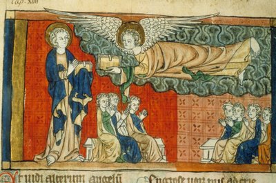 Alegorie pádu Babylonu (s andělem) - Miniatura středověku (ref.815, 032r): Žádost o povolení Městské knihovny v Toulouse (tel: 05 62 27 66 66) od Unknown artist