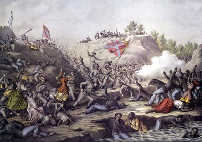 Americká občanská válka (1861 - 1865): Bitva o Fort Pillow, Tennessee, 12. dubna od Unknown artist