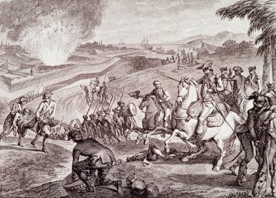 Americká revoluční válka: Obležení Pensacoly a vítězství španělské armády (rytina z 19. století) od Unknown artist