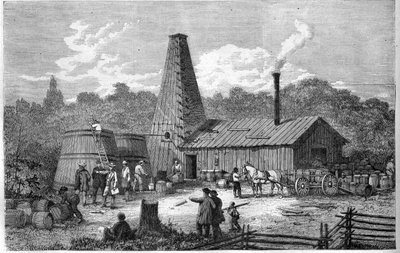 Továrna na olej v Kanadě v roce 1867. od Unknown artist