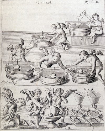 Angeloti a doplňky – v „nové ukázce nehybnosti Země nárokované magnetickou silou“ od Giacoma Grandamica od Unknown artist