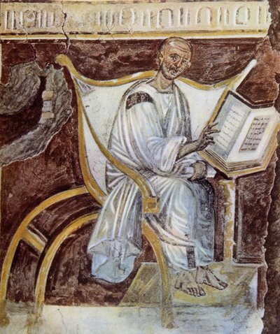 Anonymní (kolem 6. století). Nejstarší portrét svatého Augustina (354 - 430). Řím. Palazzo Lateranense, Scala Santa (Schodiště sv.). Faksimile. od Unknown artist