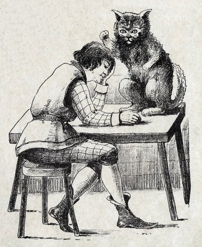 Anonymní ilustrace k „“Le chat Botte“, příběh Charlese Perraulta (1628-1703), francouzského spisovatele. Snímky Marcel Vagne, Jarville Nancy, nedatováno (konec 19. století). od Unknown artist