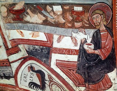 Apoštol podávající víno, detail (freska od Unknown artist