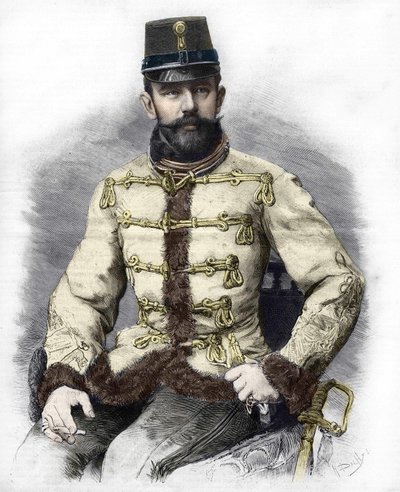 Arcivévoda Rudolf Habsburský (1858-1889), korunní princ Rakouska. Rytina z roku 1889. od Unknown artist