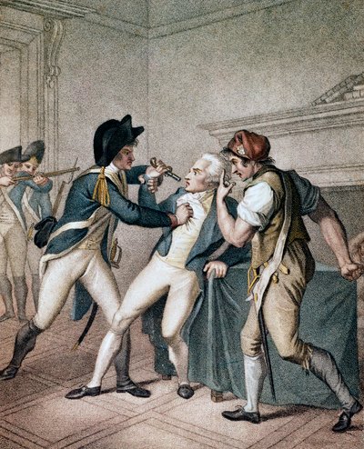 Zatčení Maximiliena Robespierra, dne 27.7.1794 - Zatčení Robespierra - Robespierrovo zatčení od Unknown artist