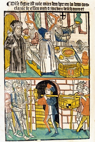 Příjezd potravin, aby se mohli najíst členové kostnického koncilu (1417), během kterého byl zvolen papež Martin V. "Das Concilium" od Unknown artist