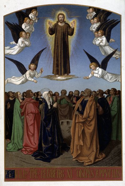 Nanebevstoupení Krista (Andělé, Josef, Panna), n. d. dokument z 16. století. od Unknown artist