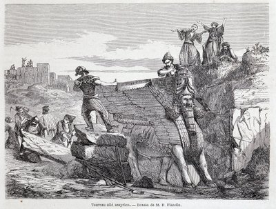 Asyrský okřídlený býk na místě Ninive - v “” Tour du monde”” 1. sem. 1863. od Unknown artist