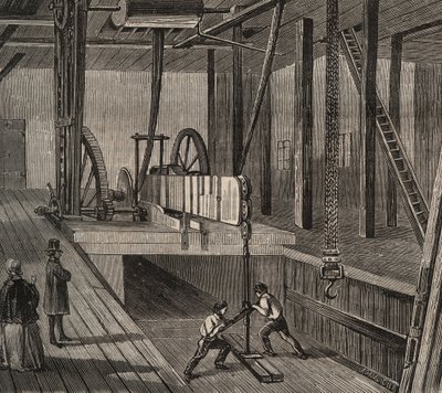 Atelier de drilling du well artesian de Passy. Rytina z roku 1856 v „Le Musee Des Sciences““ od Unknown artist