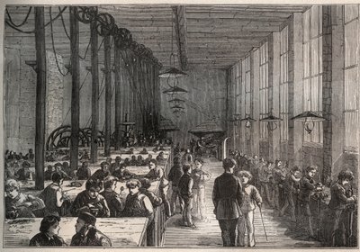Železná dílna - Městská učňovská škola na Boulevard de la Villette v Paříži v roce 1875 - rytina od Unknown artist