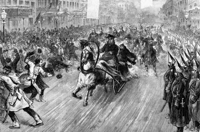 Útok na cara Alexandra II. (1818 - 1881) v Petrohradě v roce 1881. Ilustrace z 19. století. od Unknown artist