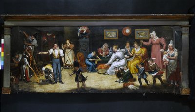 Dobrému otci. Čalouník-dekoratér zn. Rue Mouffetard, 5. obvod, Paříž, kolem roku 1825 (cedule) od Unknown artist