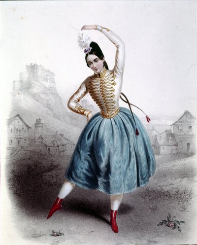 Rakouská tanečnice Fanny Elssler (1810-1884) v baletu „Krakov“ (La gipsy) 1842 tisk z 19. století od Unknown artist